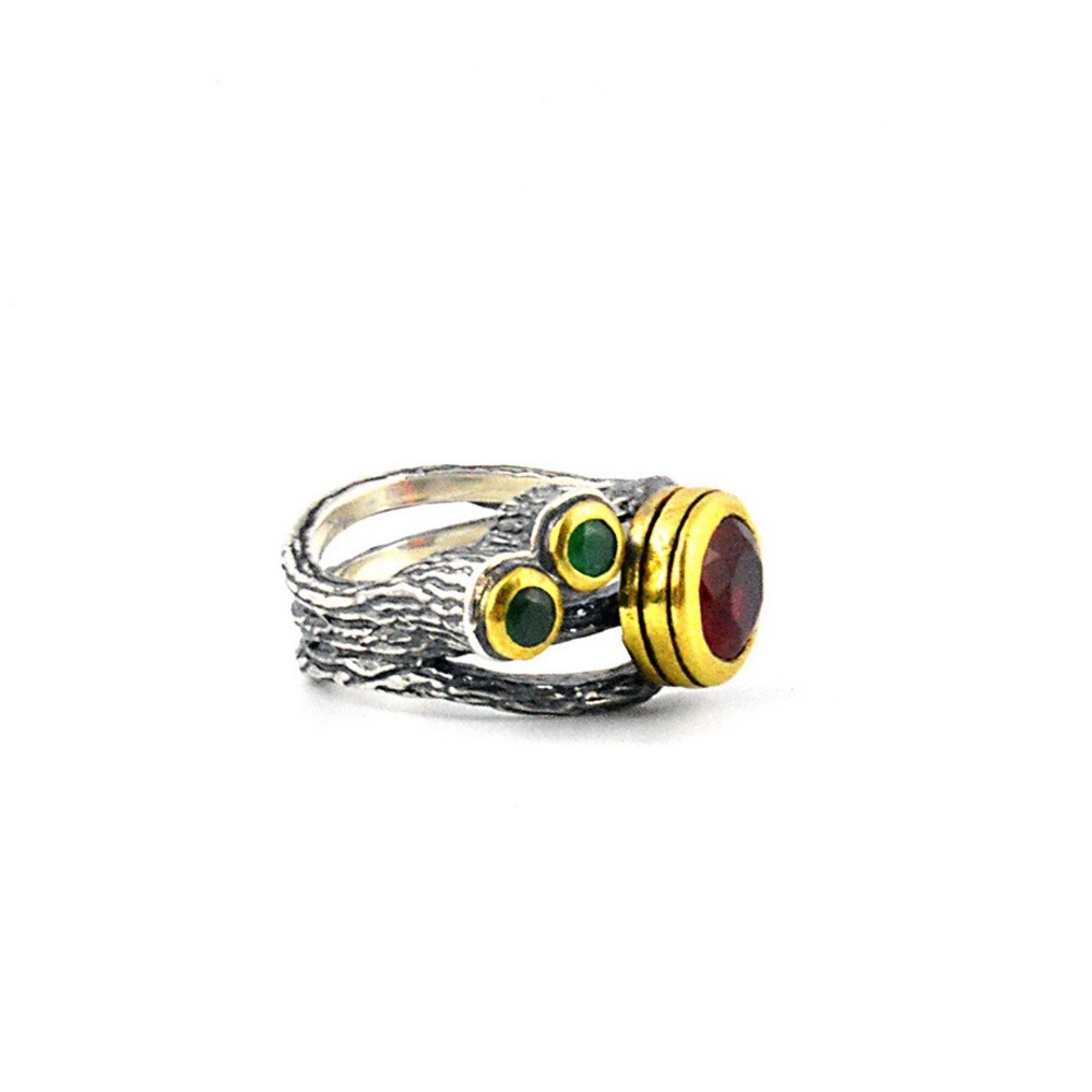 Silver ring with gem stones NEW